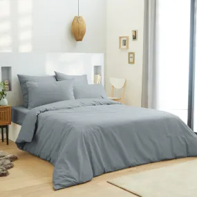 Housse de couette 240 x 220 unie gris clair 100% Coton / 57 Fils/cm²